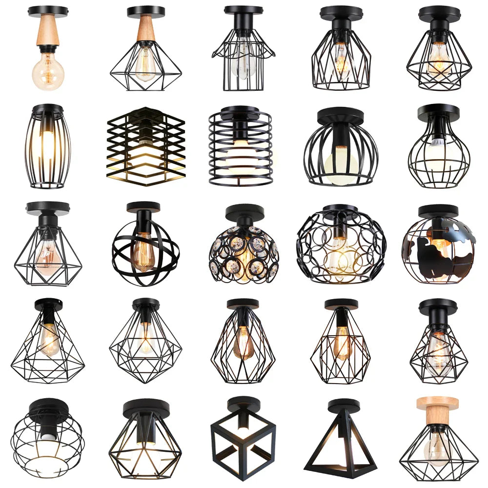 Afralia™ Industrial LED Ceiling Light: Modern Retro Loft Plafonniers for Living Room Kitchen Cage Home Decor