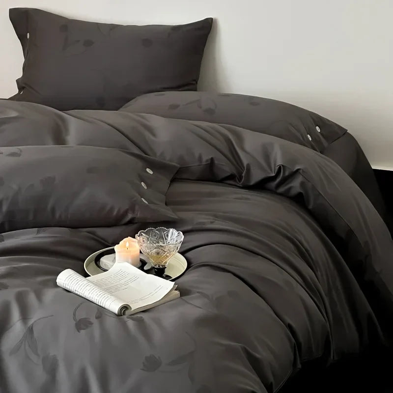 Afralia™ Egyptian Cotton Bedding Set Queen King Bed Linens Duvet Cover Pillowcase