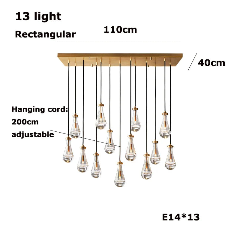 Afralia™ Waterdrop Glass Chandelier in Black Gold: Dimmable European Style for Home Decor