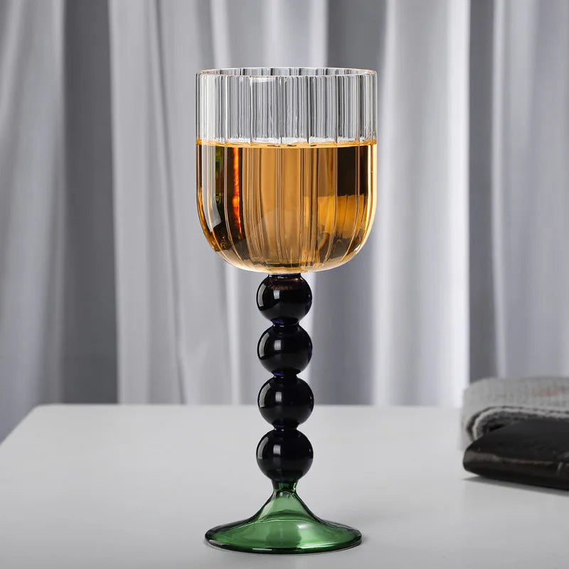 Afralia™ Deluxe 12oz Colored Wine Glass Twister Stem Cup - Heat Resistant Retro Design