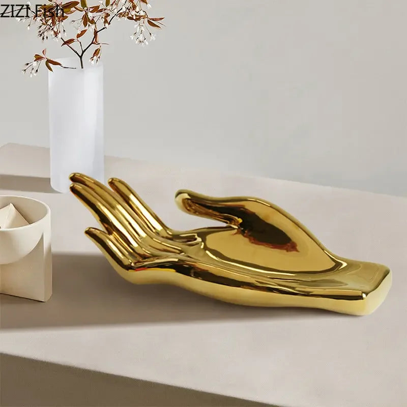 Afralia™ Hand Palm Ceramic Fruit Plate Tray Home Decor