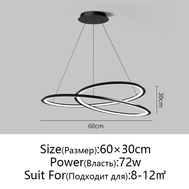 Afralia™ Circular Black/White Chandelier for Living, Dining, and Kitchen Room
