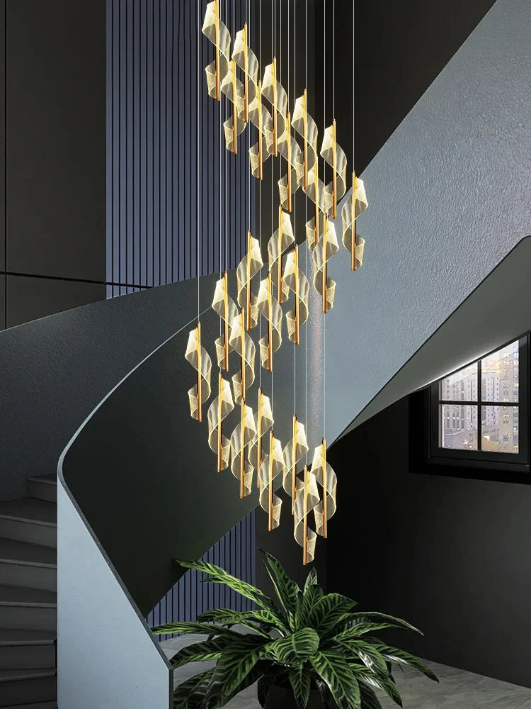Afralia™ LED Spiral Staircase Chandelier | Luxury Duplex Nordic Light for Living Room & Villa