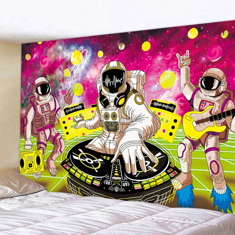 Afralia™ Psychedelic Space Astronaut Wall Tapestry - Hippie Boho Bedroom Decor