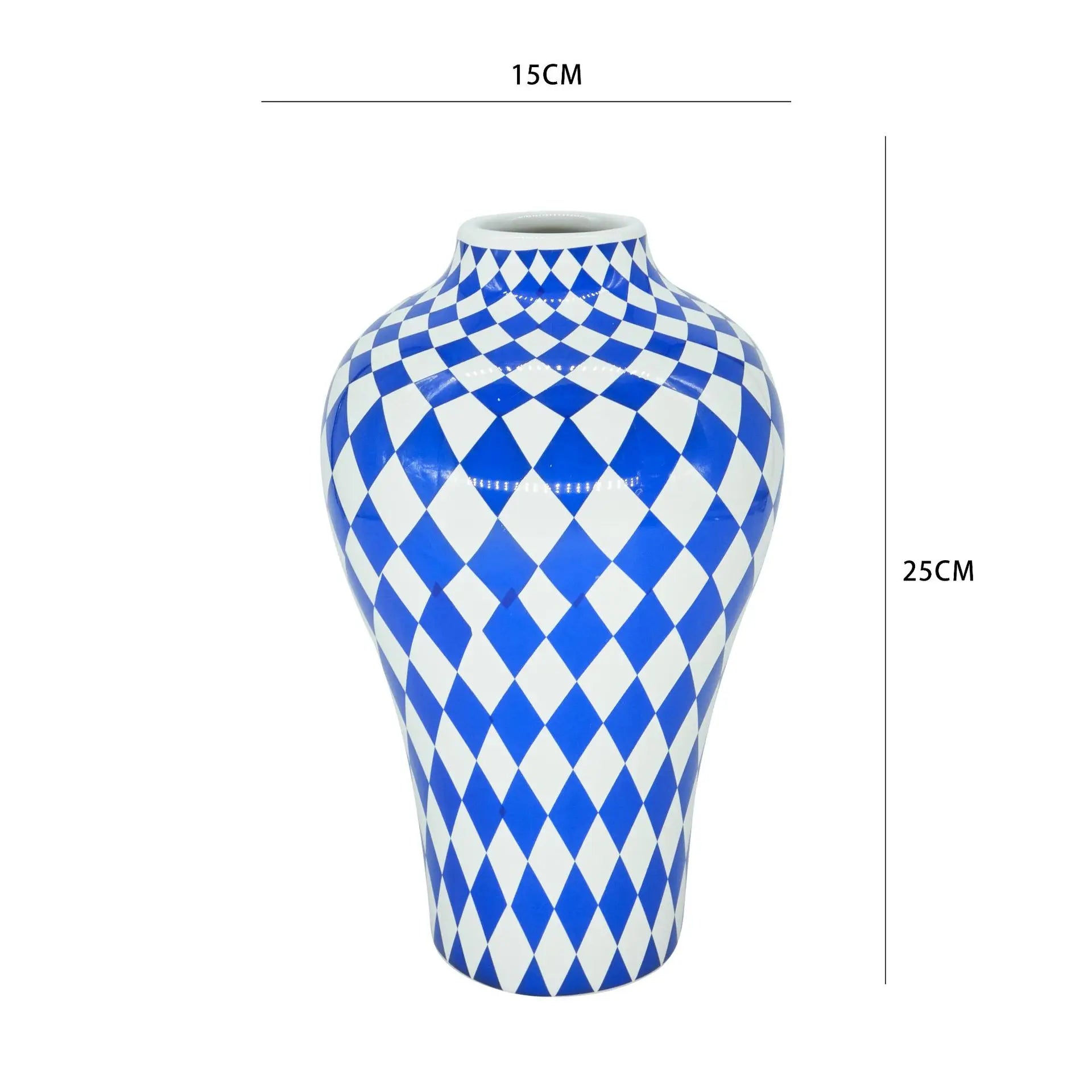 Afralia™ Blue Geometric Quilted Ceramic Vase - Polka Dots Pattern - Home Decor Craft