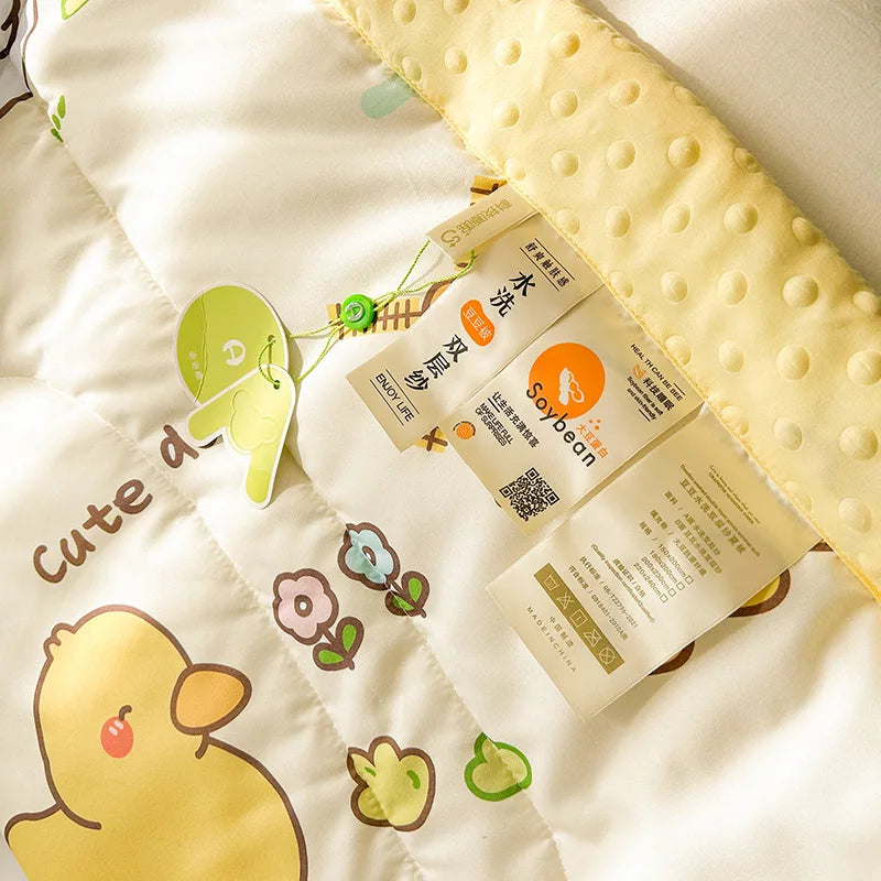 Afralia™ Cartoon Pattern Summer Comforter: Skin-Friendly Breathable Quilt for Kids & Adults