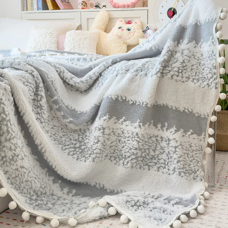 Afralia™ Nordic Velvet Sofa Blanket with Fur Balls for Summer and Autumn