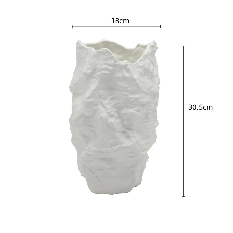 Afralia™ Stone Grain Black White Ceramic Vase for Flower Arrangement Craft Ornaments