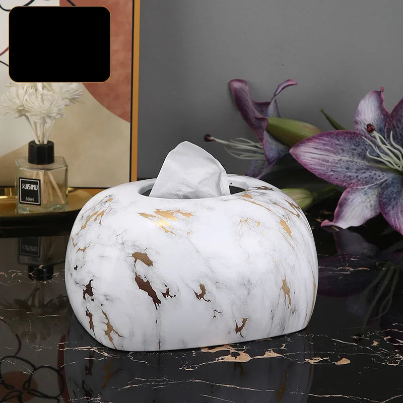 Blue and White Porcelain Tissue Box by Afralia™: Ceramic Desk Decor & Paper Towel Case