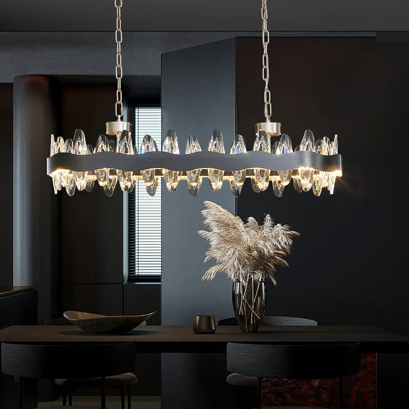 Afralia™ Crystal Luxury LED Pendant Light for Kitchen Island, Dining Table, and Living Room