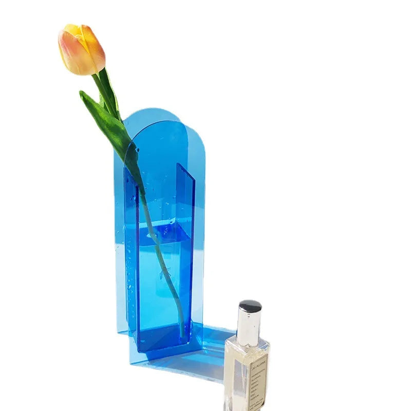 Afralia™ Acrylic Flower Vase Colorful Contemporary Floral Container for Home Office