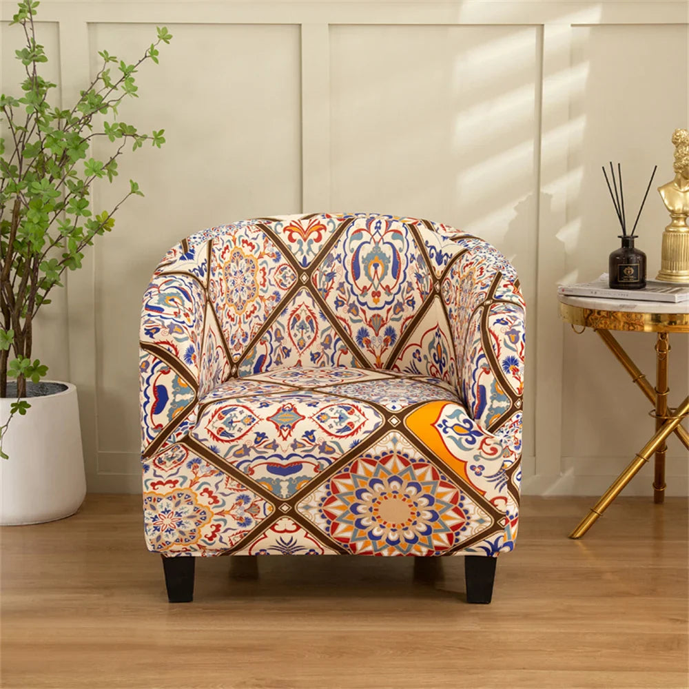 Afralia™ Printed Tub Chair Cover - Armchair Slipcover for Club Sofa