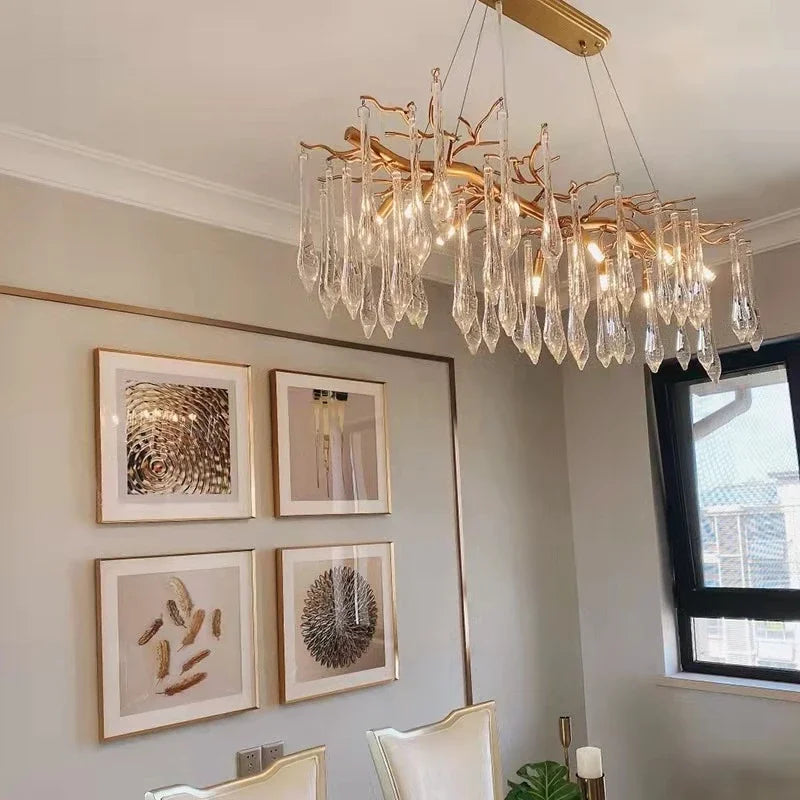 Afralia™ Gold LED Branch Chandelier for Living Room, Bedroom, Hotel - Modern Luxury Aluminum Pendant Light