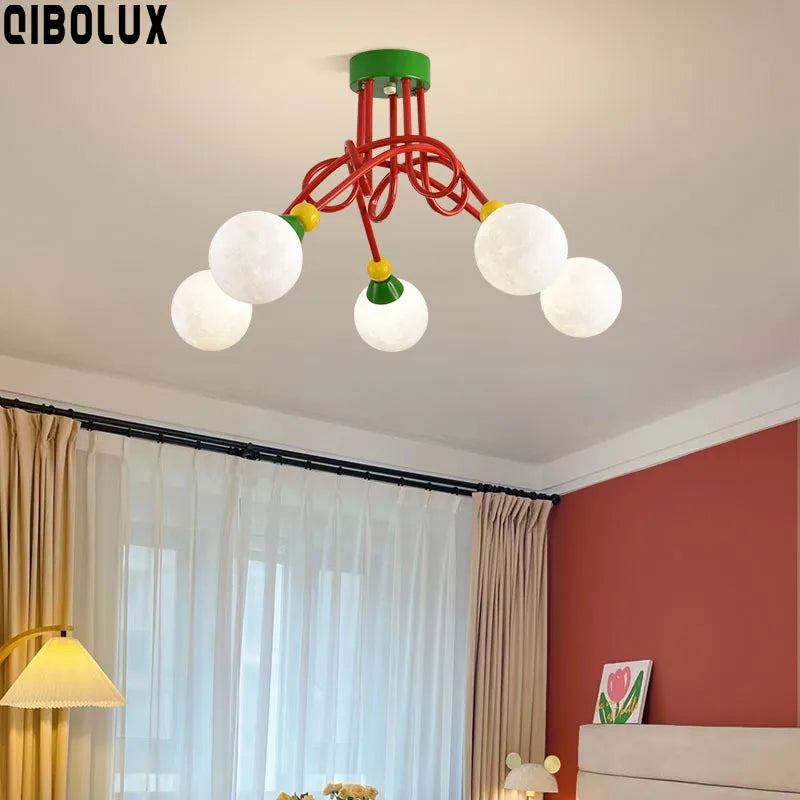 Afralia™ Nordic LED Pendant Light White Red 3 Heads 5Head Dining Room Kitchen Living Room