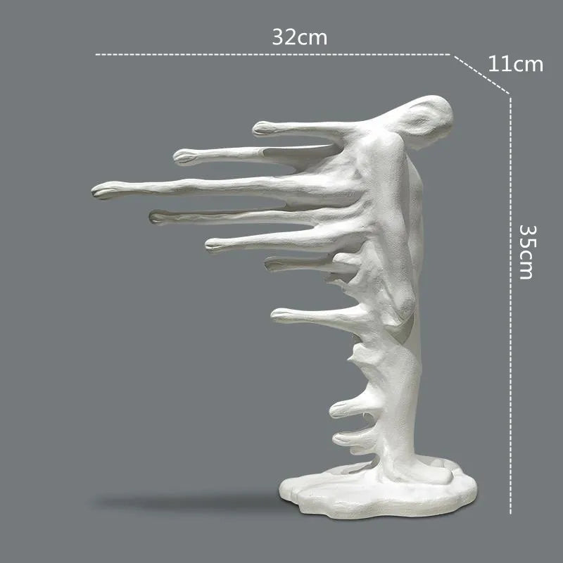 Afralia™ Silver Man Abstract Human Body Sculpture Figurine Home Decor Accessory