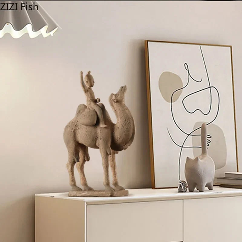 Afralia™ Terracotta Warriors Horse Sculpture Desk Decor Resin Ornament Unearthed Pottery Figurine