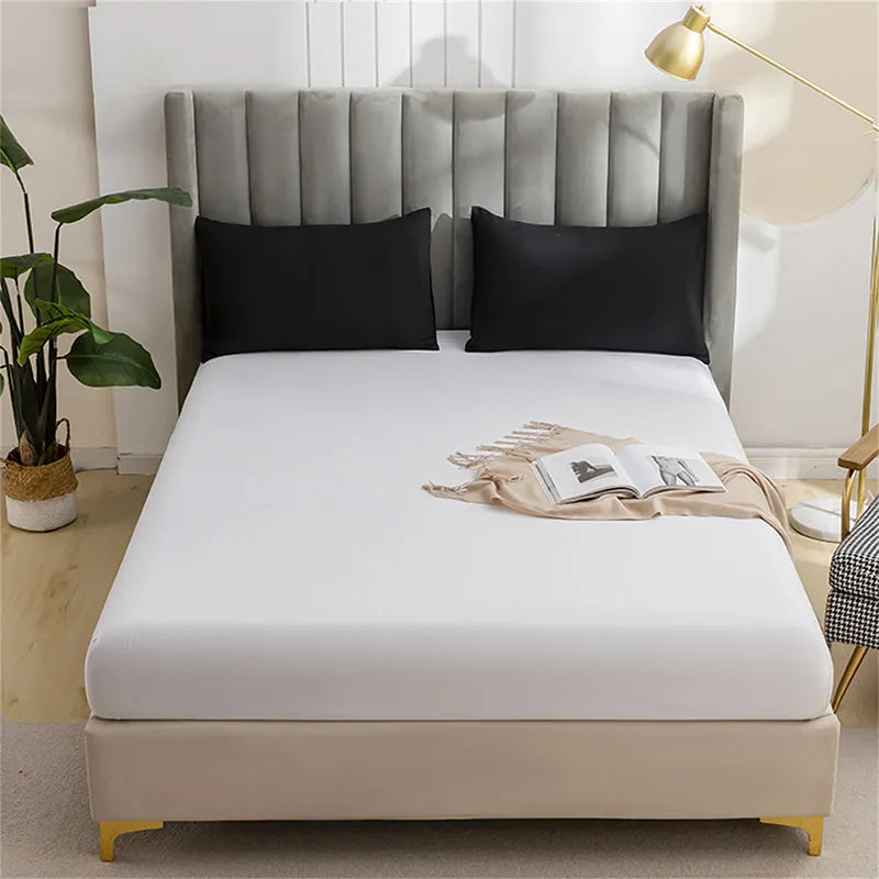 Afralia™ Brushed Fitted Mattress Cover with Deep Pockets – European Skin-Friendly, Durable Solid Bedding