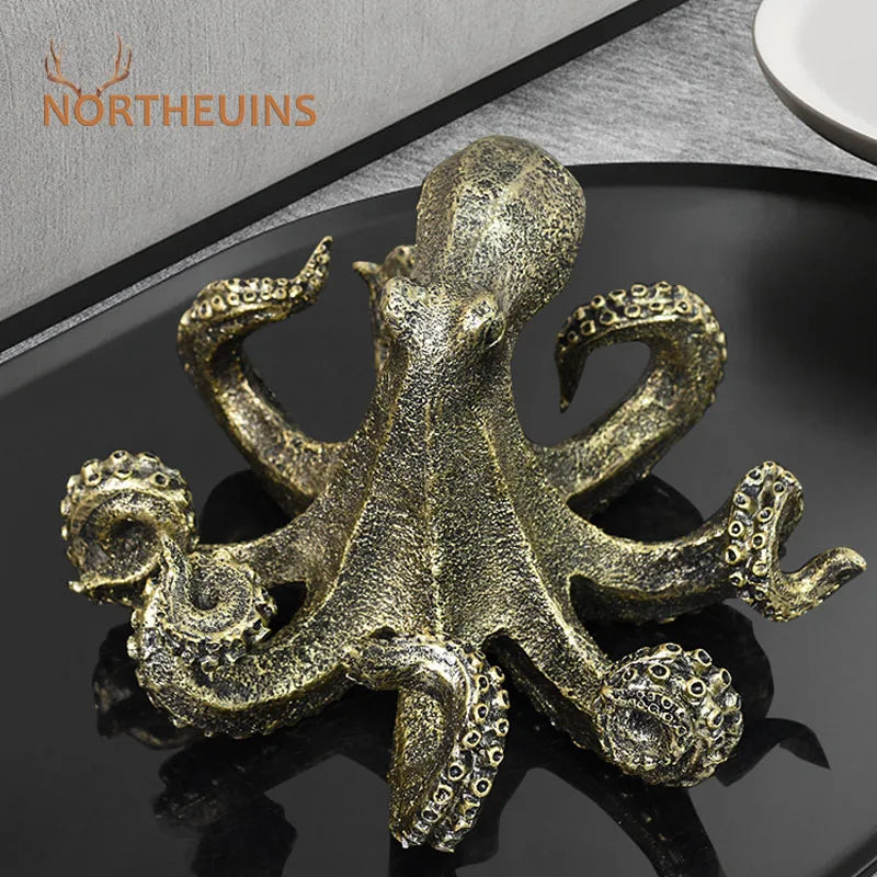 Afralia™ Octopus Resin Figurine Statue Decor Art Ornament Home Office Gift