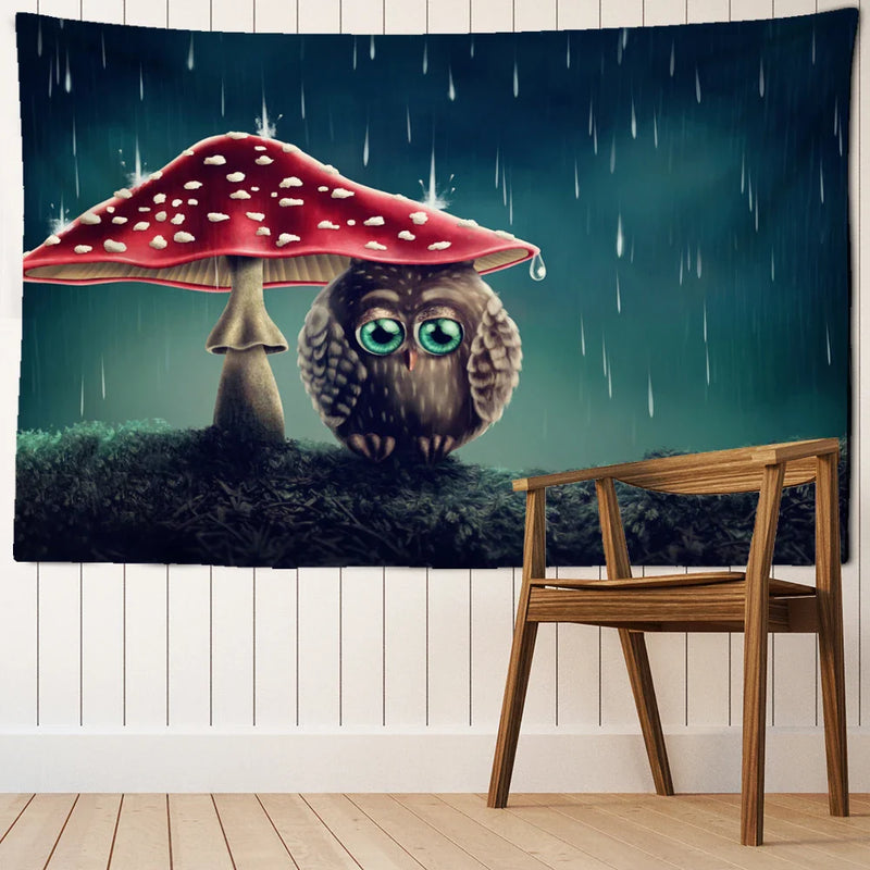 Boho Owl Tapestry Wall Hanging by Afralia™ for Kids' Room Decor