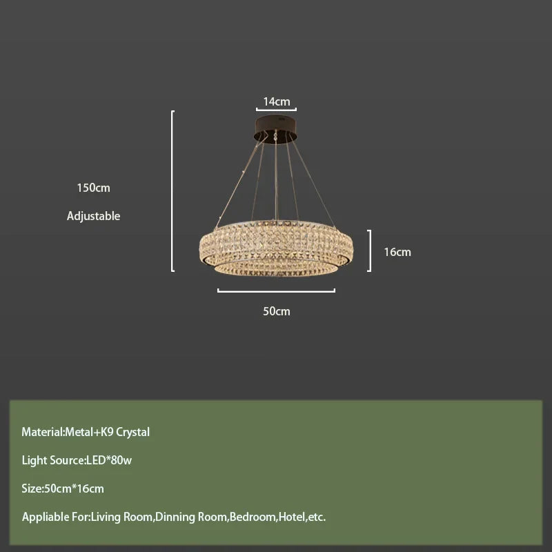 Afralia™ Modern Round Crystal LED Ceiling Lamp for Luxurious Living Room Lighting