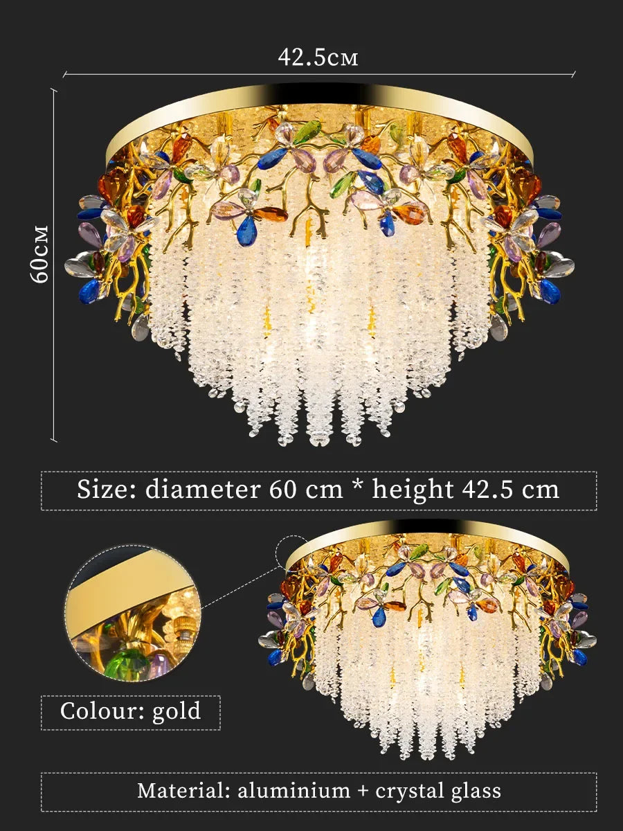 Afralia™ Modern Gold K9 Crystal Branch Chandelier for Bedroom Living Room Kitchen