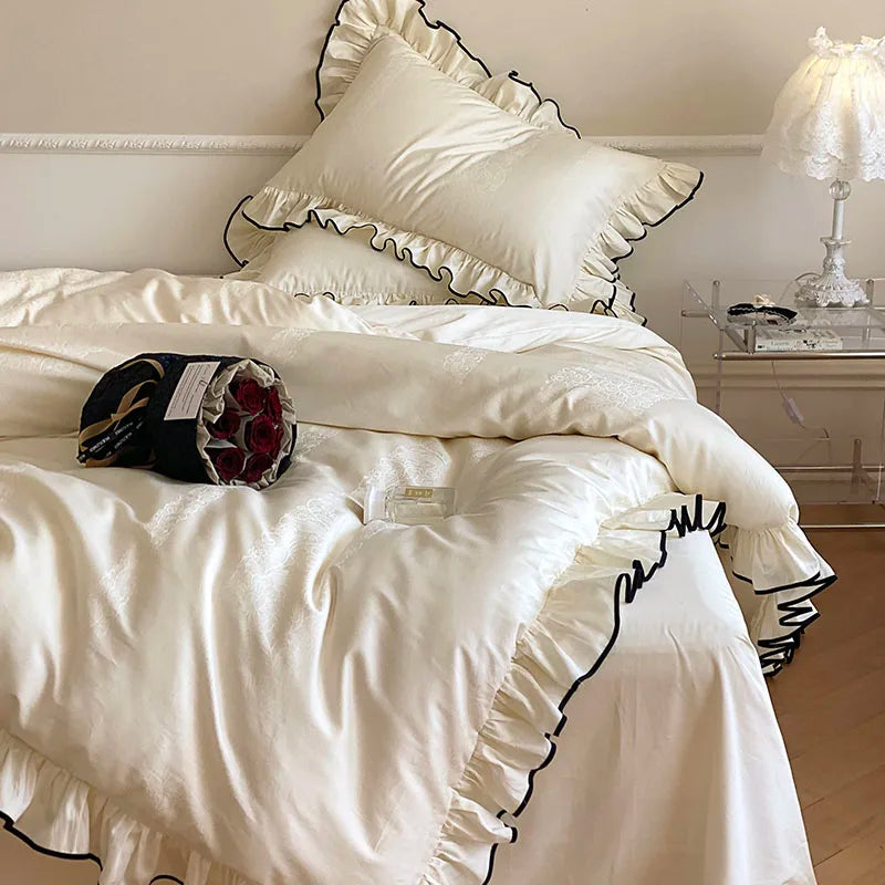 Afralia™ Luxe 1000TC Egyptian Cotton French Princess Wedding Bedding Set