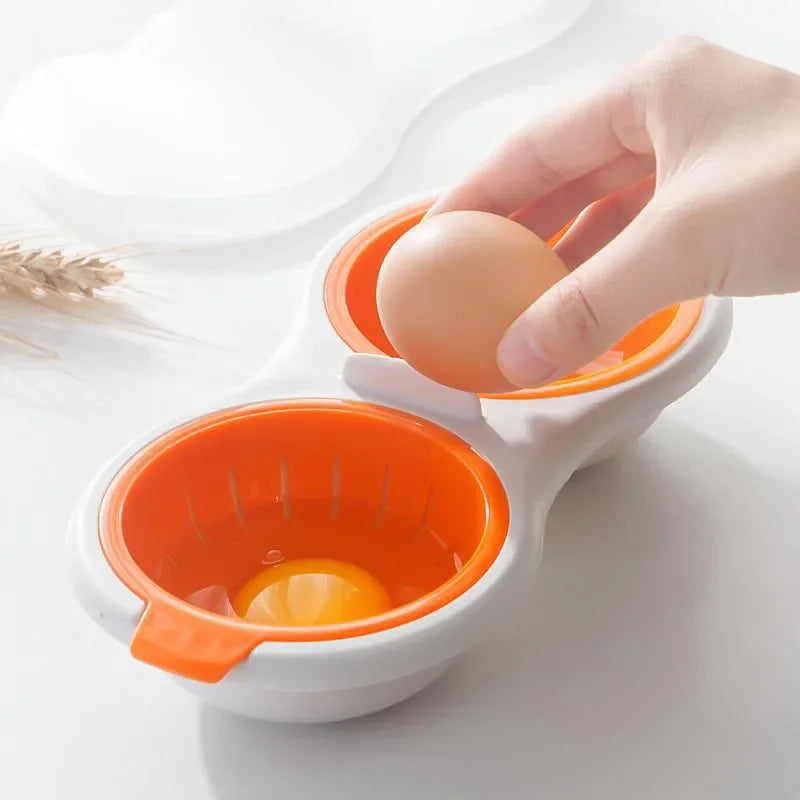 Afralia™ Egg Boiler & Steamer Double Cup with Lid for Kitchen, Microwave-safe Boiled Egg Mold
