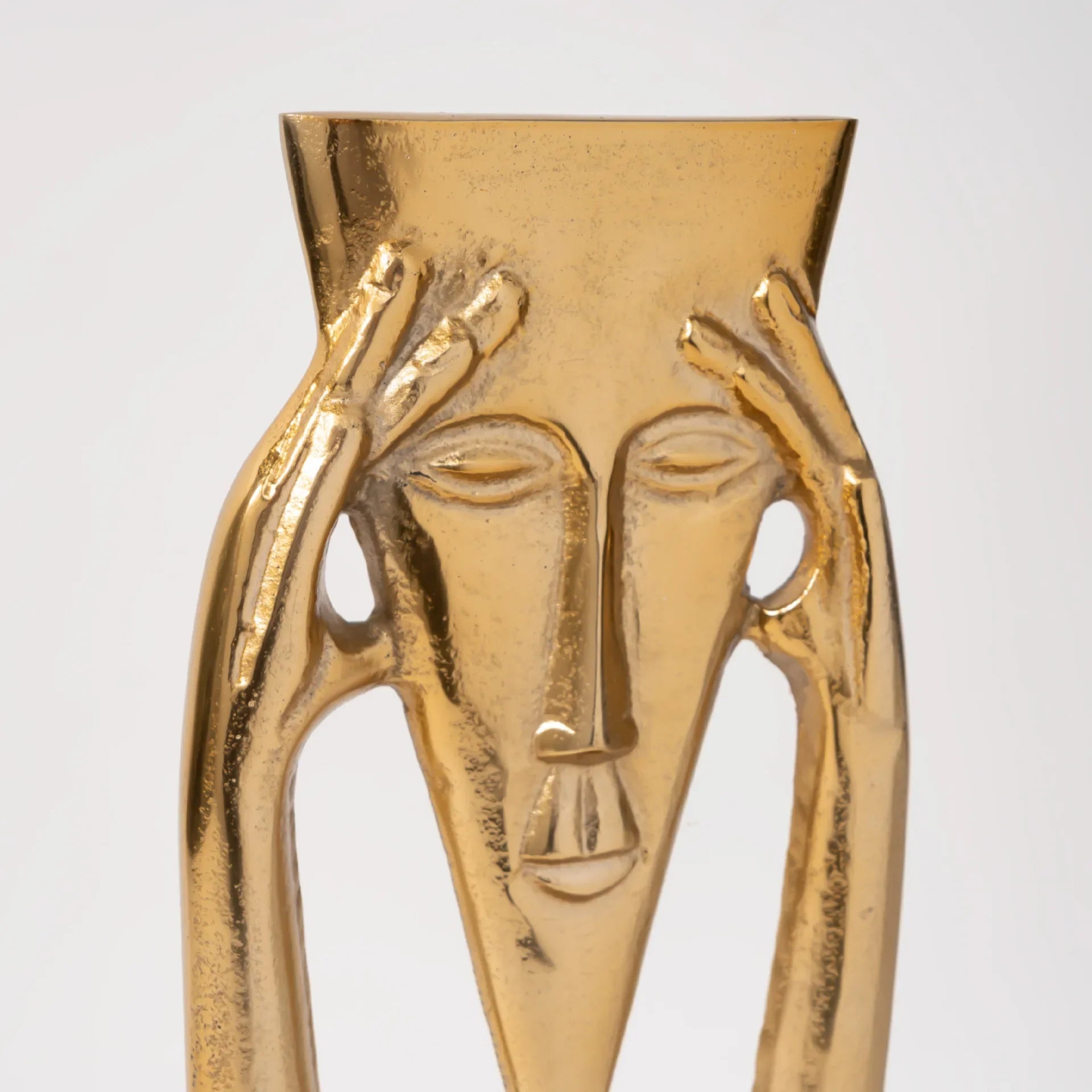 Afralia™ Golden Masked Figure Sculpture: Abstract Geometric Portrait Home Decor Figurine