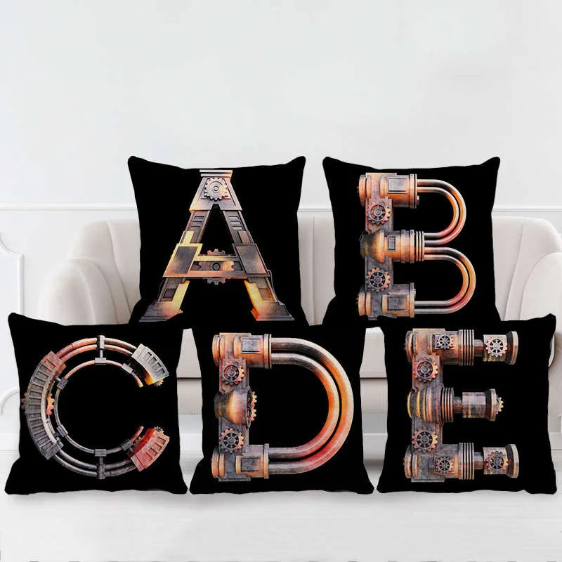 Nordic Metal Gear Pillowcase with English Letters for Chic Sofas by Afralia™