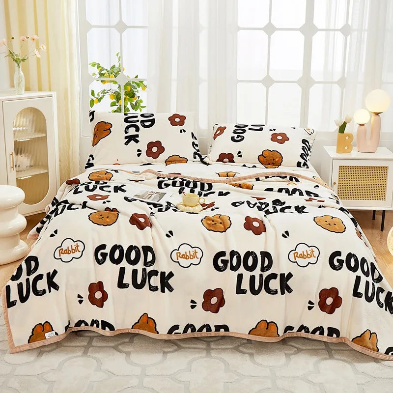 Afralia™ Cozy Flannel Plush Blanket - All Seasons Sofa Cover & Bed Sheet for Queen Double