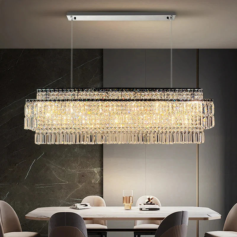 Afralia™ Crystal Chandelier: Modern Rectangle Luxury Dining Room Lighting