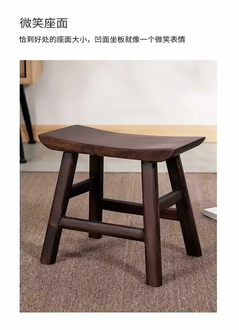 Wooden Walnut Square Stool by Afralia™: Rustic Real Wood Bench for Dining, Kids, or Home