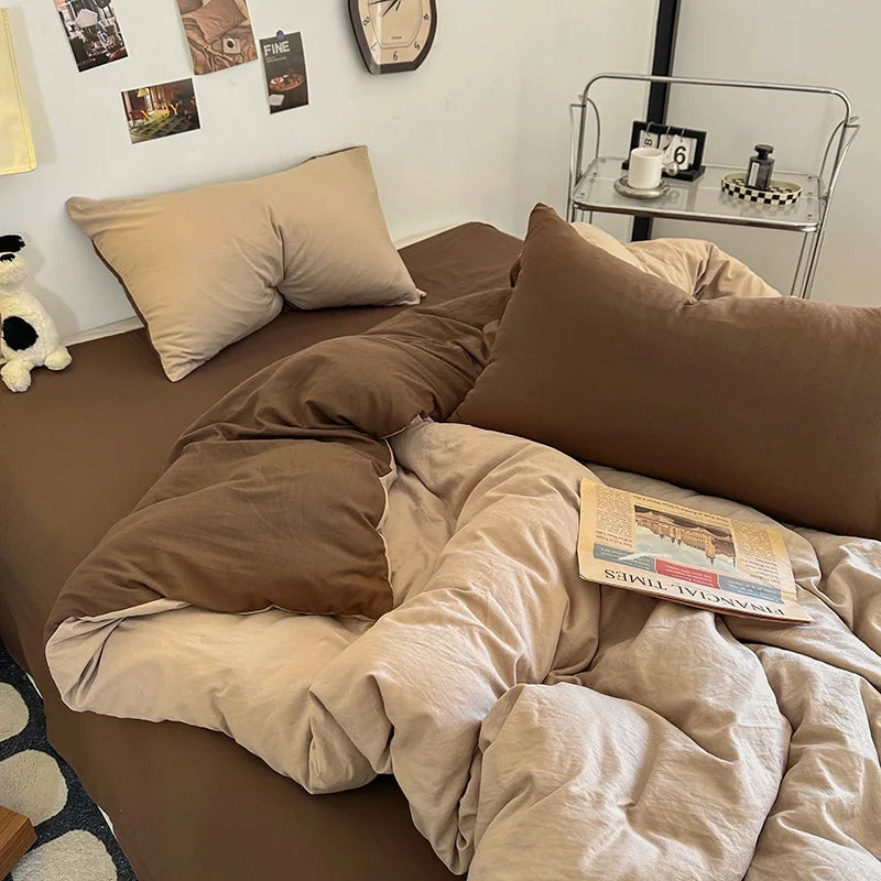 Afralia™ Nordic Solid Color Fitted Sheet Set - Soft & Colorfast Comforter for All Seasons