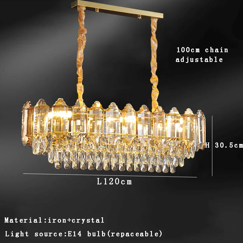 Afralia™ Gold Amber Crystal Chandelier Lights Modern Room Decor Hanging Lamp