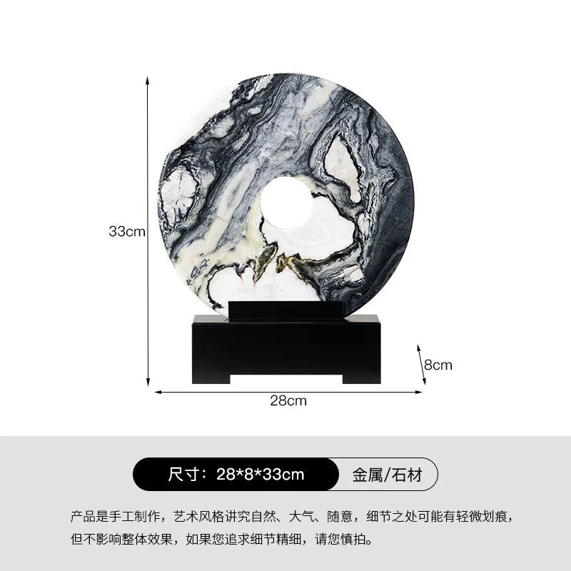 Afralia™ Marble Round Sculpture - Home Decor Handicraft Figurine