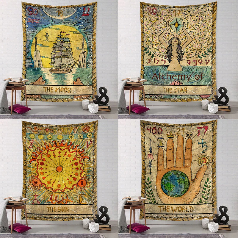 Constellation Tarot Tapestry - Bohemian Hippie Wall Hanging for Home Decor by Afralia™