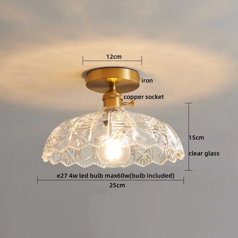 Afralia™ Glass Copper LED Ceiling Light - Simple Art Decorative Chandelier