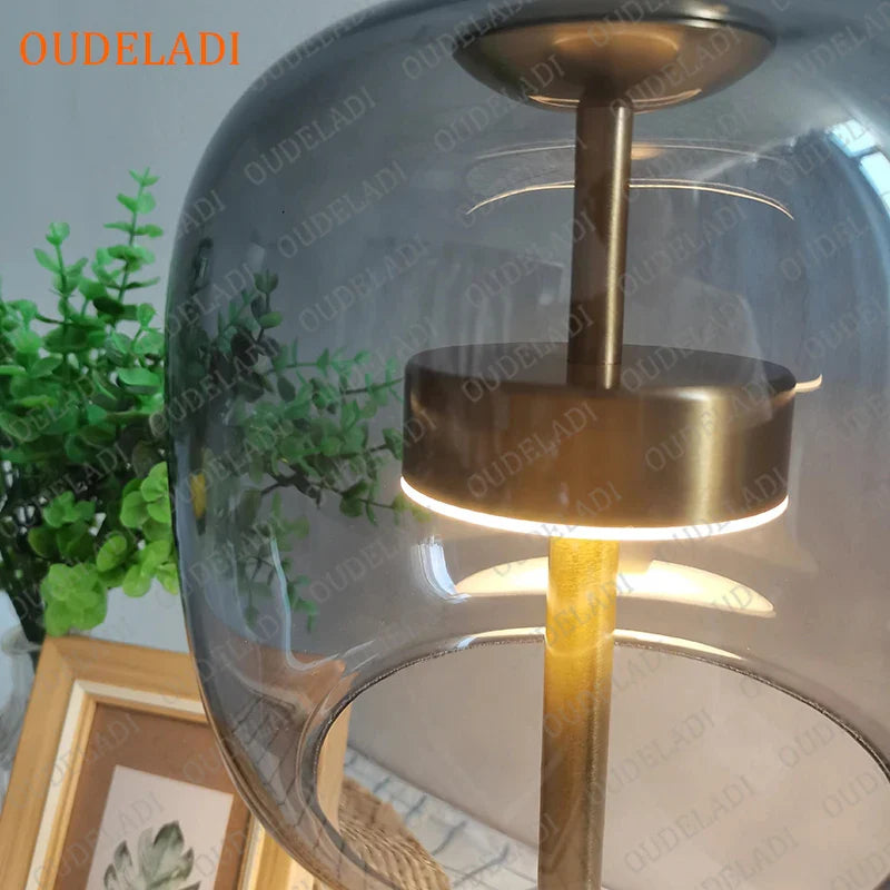 Afralia™ Gold Glass LED Desk Lamp for Modern Luxury Home Decor