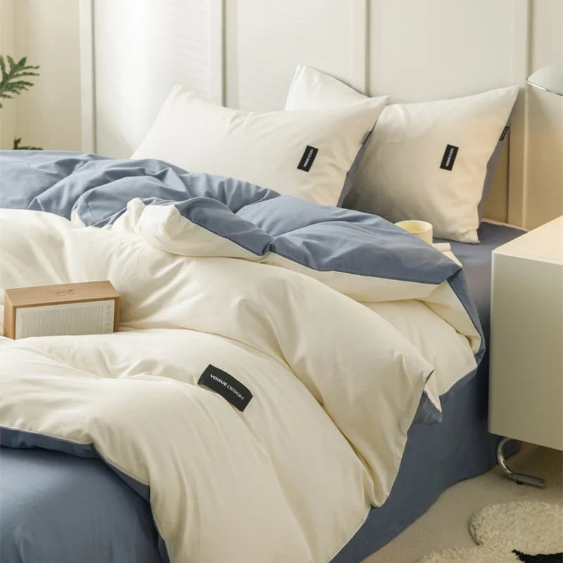 Afralia™ Double-Sided Color Matching Cotton Bedding Set for Adults