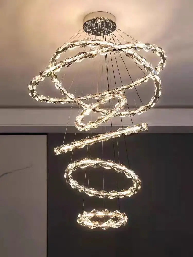 Afralia™ Crystal Ring Chandelier: Modern Dimmable LED Ceiling Fixture