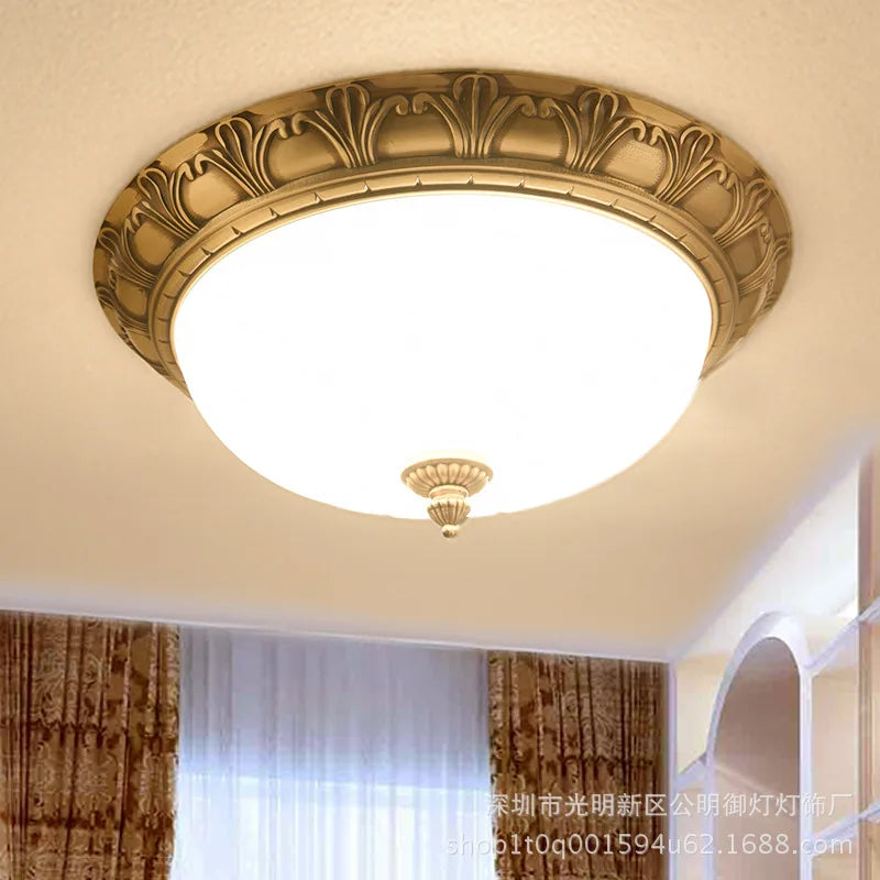 Afralia™ Classic Vintage Copper Ceiling Lamp with Round Glass Lampshade