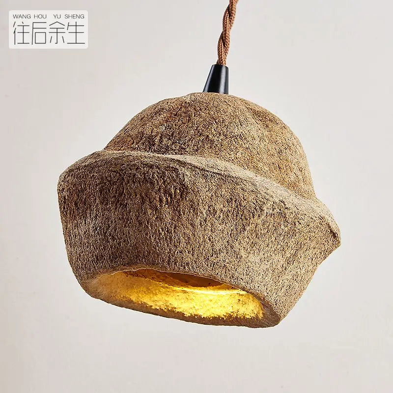 Afralia™ Fruit Shell Bedside Pendant Light, Retro Wabi Sabi Style for Homestay & Bar Counter