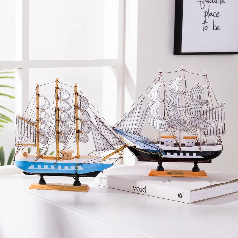 Afralia™ Wooden Sailboat Model: Nautical Office & Home Decor Crafts, Creative Gift for Any Occasion