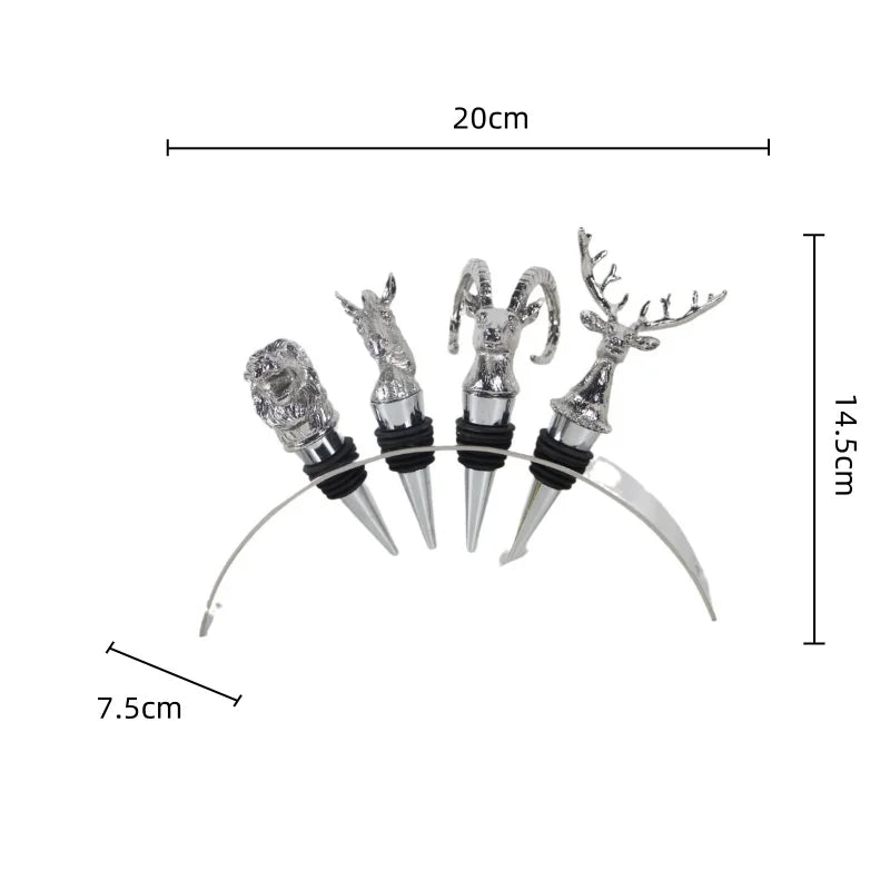 Afralia™ Silver Deer Sculpture Wine Stopper for Champagne Bottles