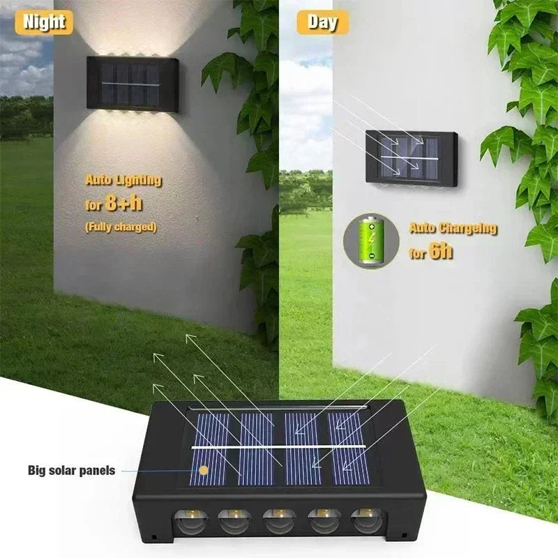 Afralia™ Solar Wall Lights Up/Down Outdoor Mount for Garden, Street, Balcony - Warm/White Lighting