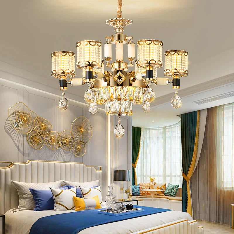 Afralia™ Luxury Crystal Chandelier Dining Living Room Bedroom Pendant Lamp