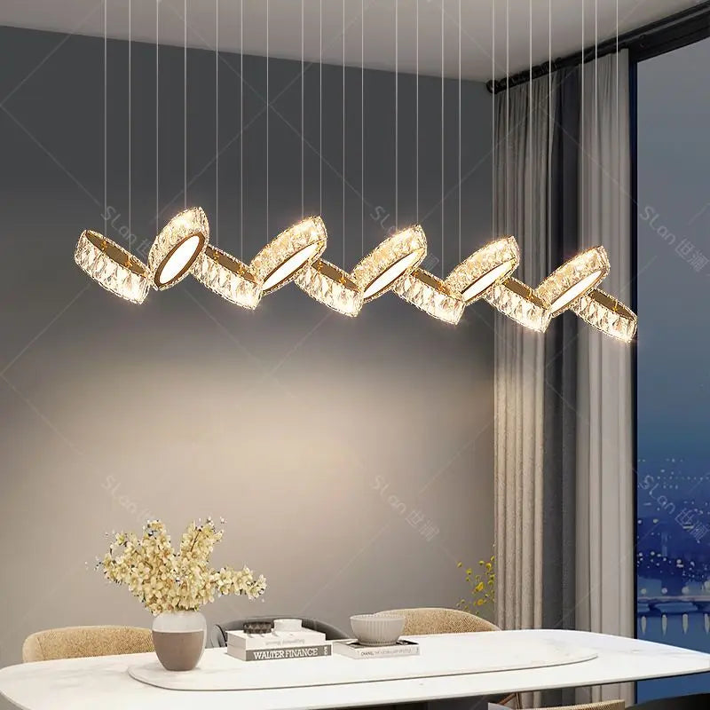 Afralia™ Crystal Chandelier Stair Pendant Light Living Room Interior Lighting