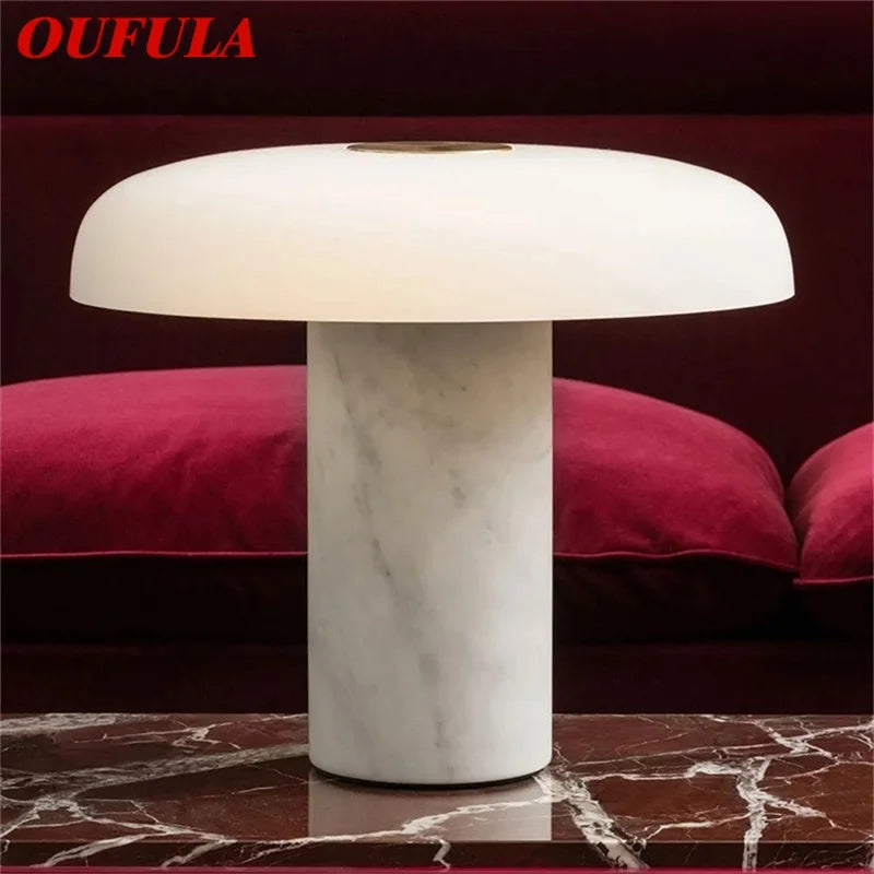 Afralia™ Marble LED Desk Lamp Modern Nordic Mushroom Design for Living Room.