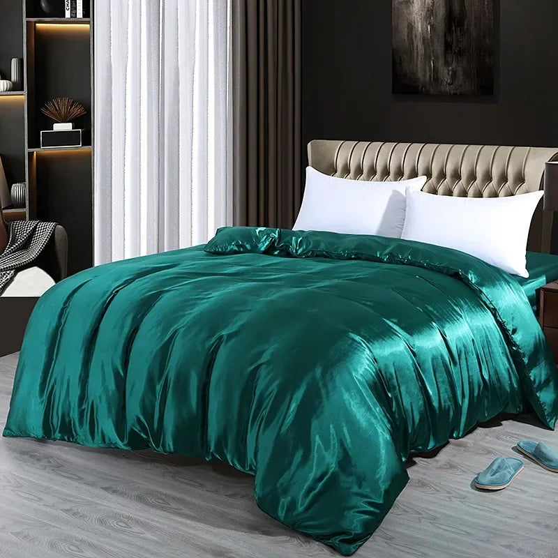 Afralia™ Mulberry Silky Queen Duvet Cover Smooth Luxury Satin King Size Blanket