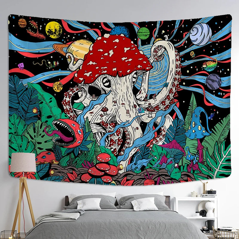 Afralia™ Abstract Mushroom Tapestry Wall Hanging for Psychedelic Room Decor